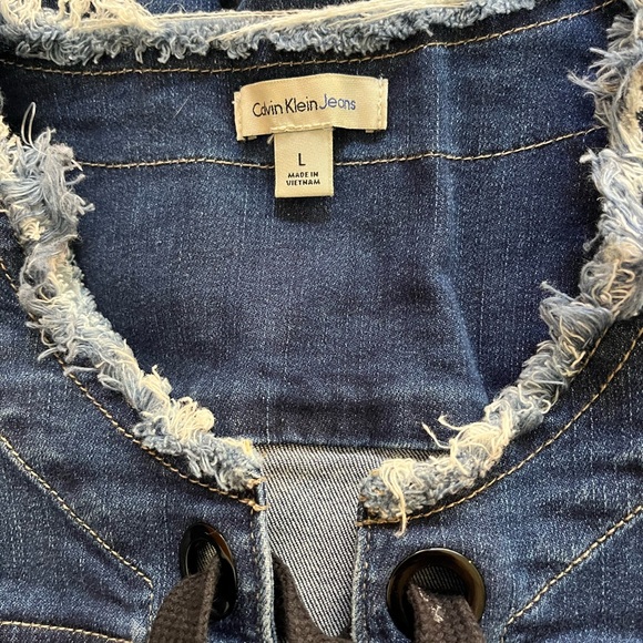 CALVIN KLEIN Jean Stretchy Long-Sleeve Dress Sz L - Picture 3 of 3